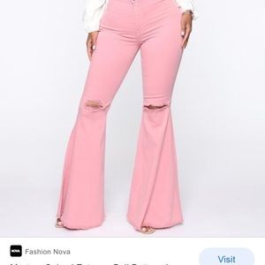 Mystery Solved Extreme Bell Bottom Jeans - Blush
